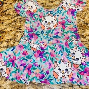 Floral Cat Print Kids Dress